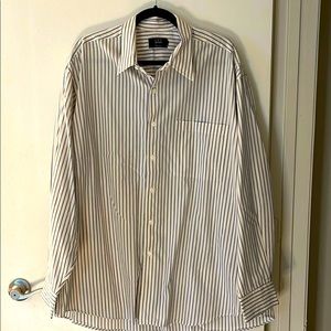 IKE BEHAR MENS COTTON LONG SLEEVE BUTTON UP STRIPED SHIRT SIZE XXL